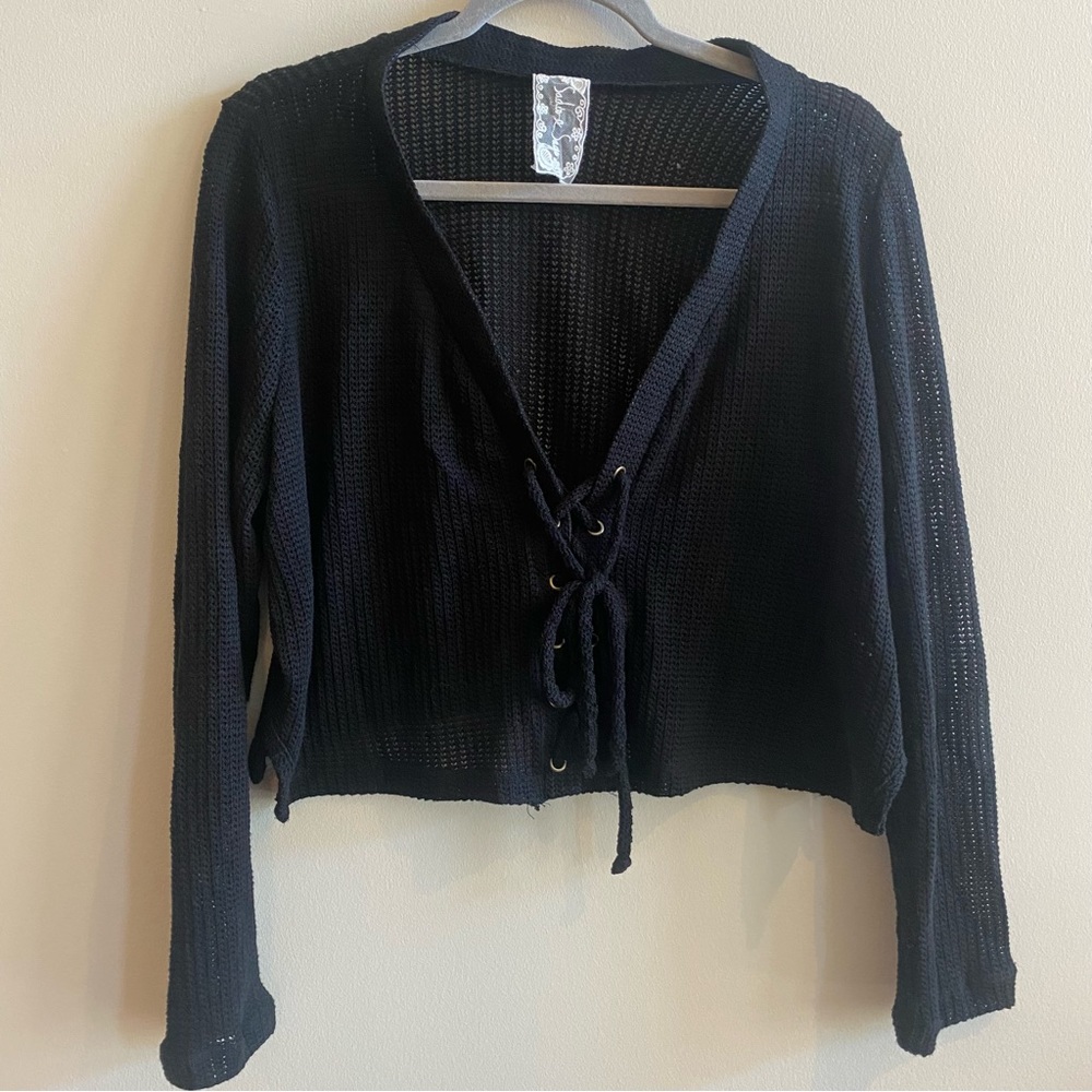 sadie & sage black long sleeve knit sweater top